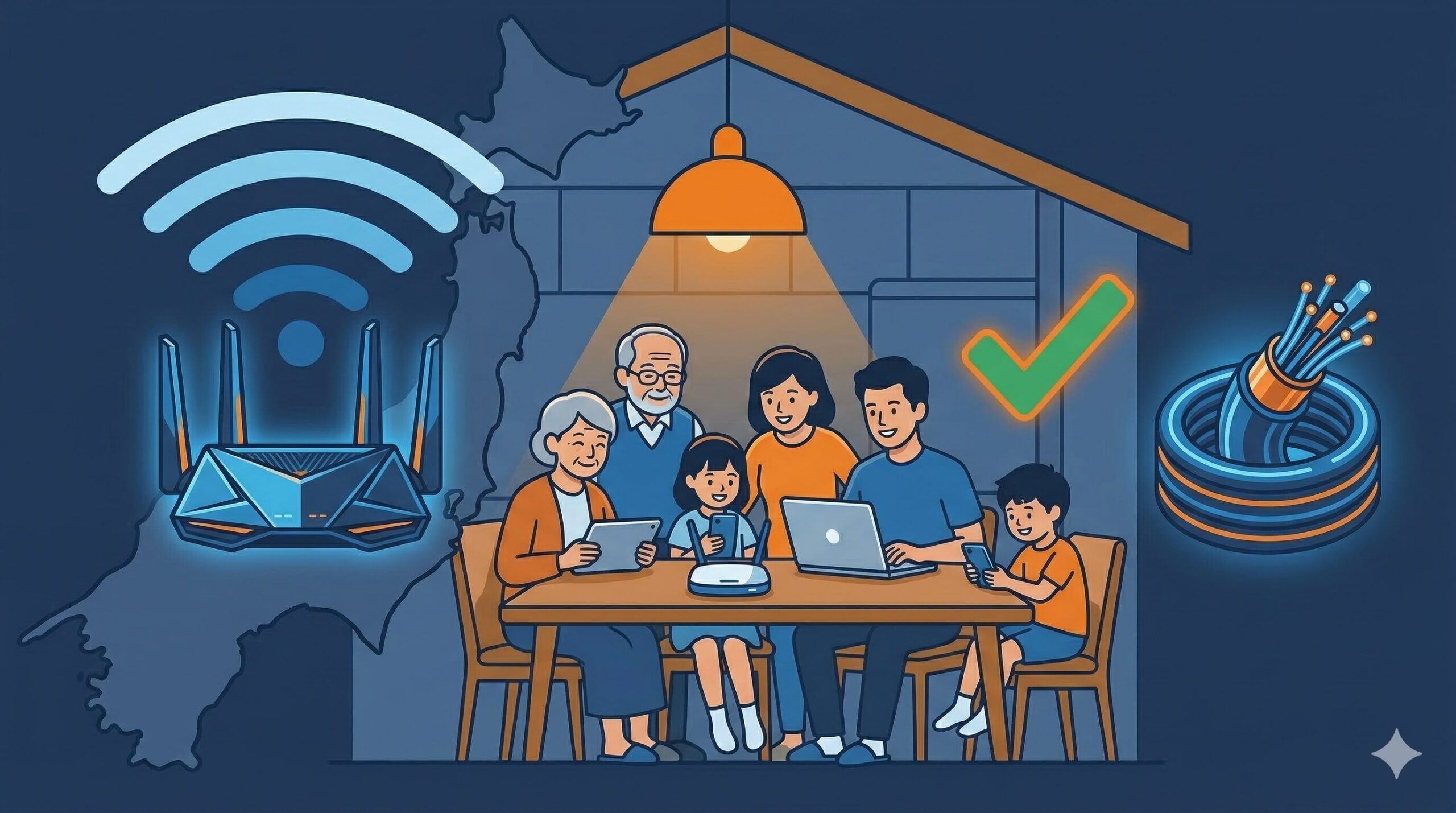 四国エリアで快適なインターネット環境を整えるイメージイラスト