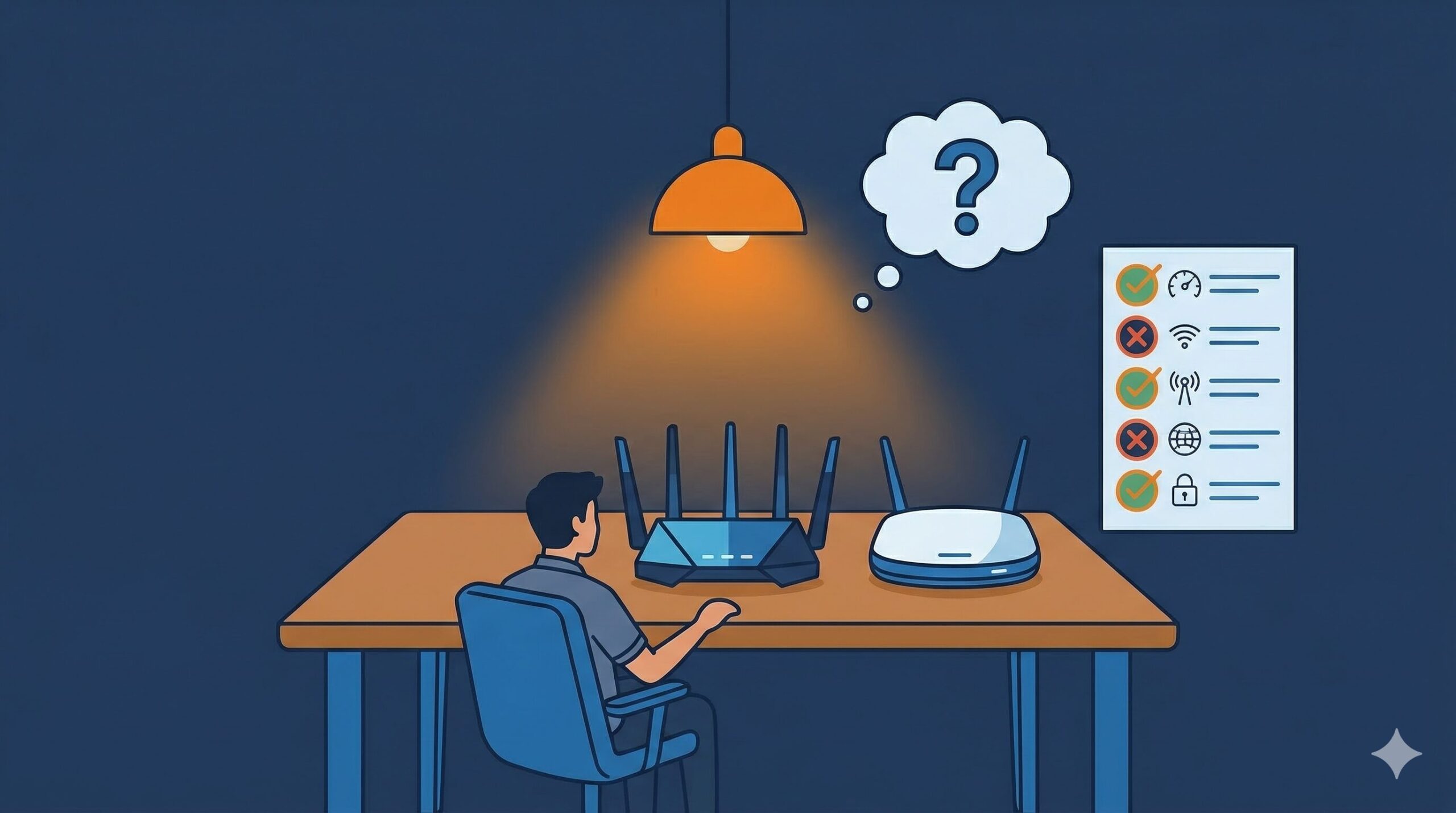 光回線の比較検討をするユーザーのイメージイラスト