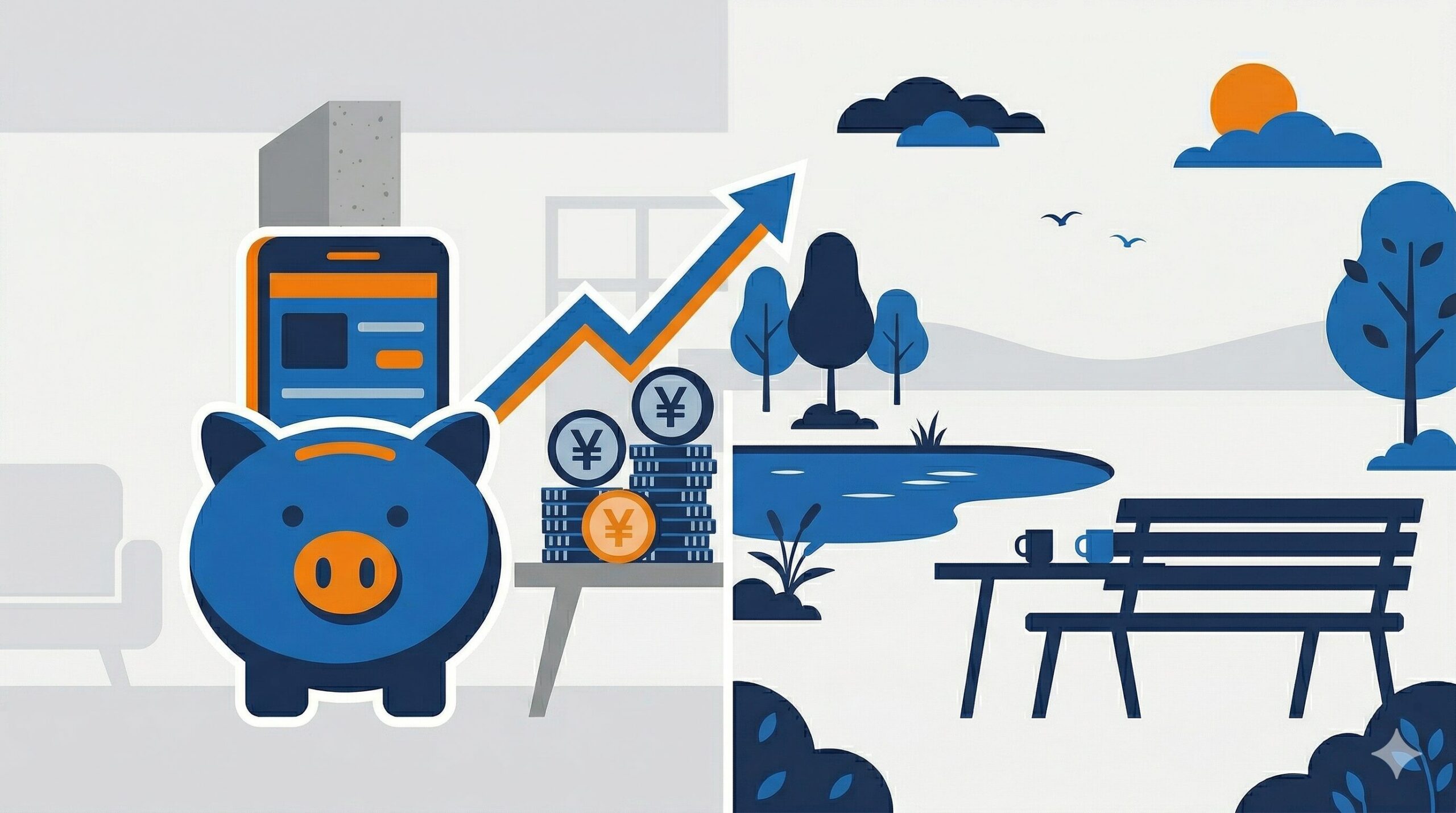 スマートフォンの節約・コスト削減をイメージしたフラットイラスト