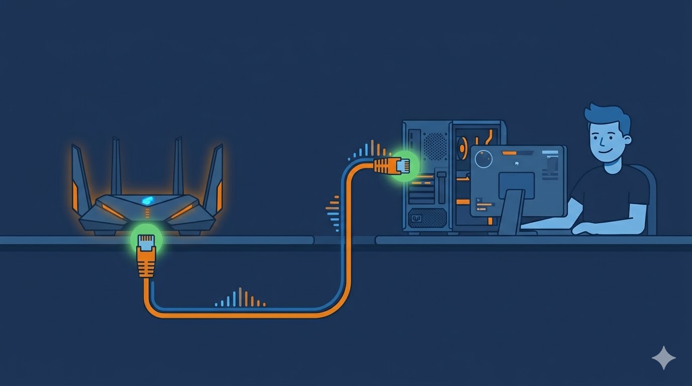 コスパ最強のネットワーク環境を手に入れたゲーマーのイメージ図
