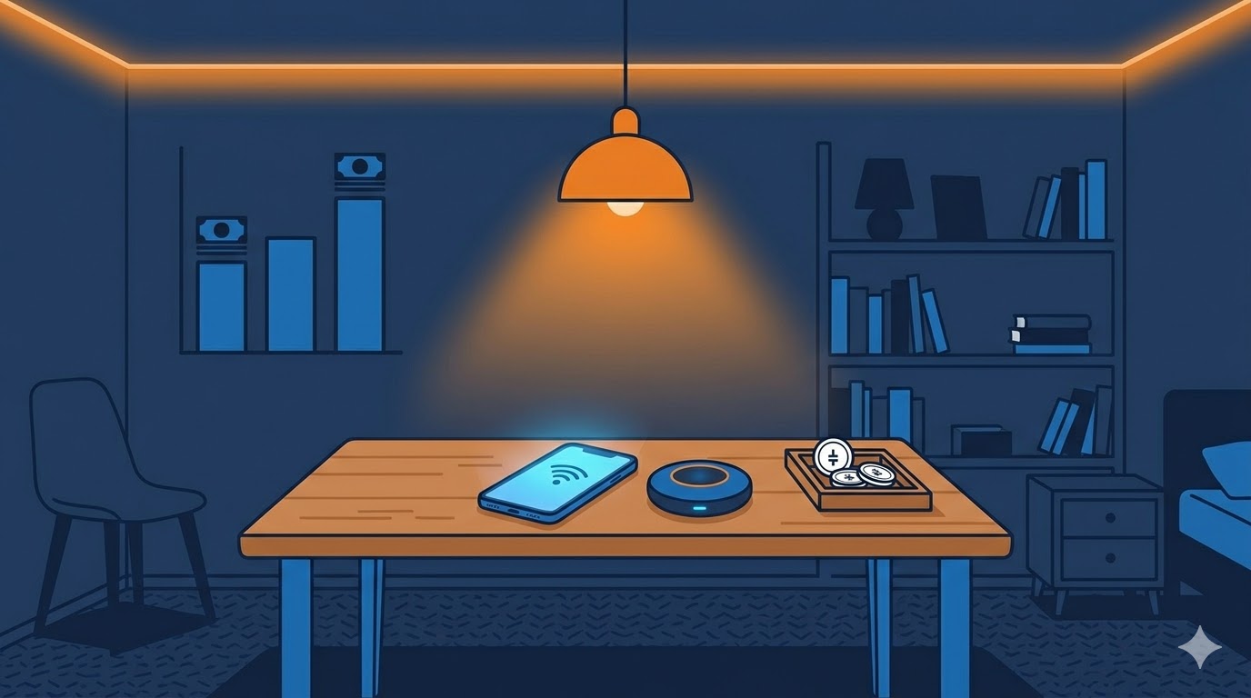 スマートフォンとポケットWiFiを持つ一人暮らしのイメージイラスト